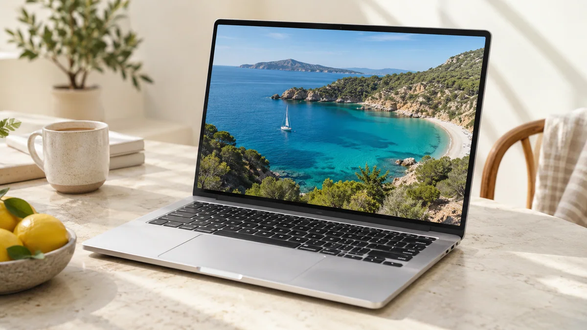 Aydınlık masada günlük kullanıma uygun laptop; temsili kategori sahnesi