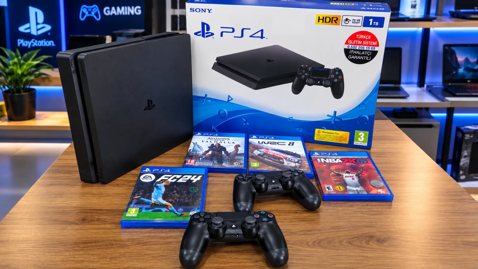 PlayStation 4 1 TB Slim Orijinal Çift Kol 4 Adet Oyun